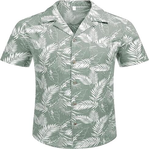 Men's Hawaiian Shirts Short Sleeve Summer Button Down Beach Shirt for Men, Vintage Tropical Floral Print Hawaiian Shirt Tops in Saudi Arabia