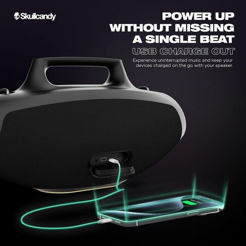 Skullcandy Barrel Bluetooth Boombox Speaker – Water-Resistant Wireless Portable Speaker, with LED Lightshow Mode, 12 Hour Battery, Multi-Link, & USB-C & USB-A Output Charging in Saudi Arabia