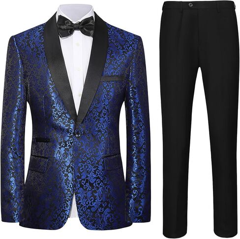 Men's Slim Fit 2 Pieces Tuxedo Shawl Lapel Suits Paisley Jacket Pants Set for Wedding Prom Dinner Party in Saudi Arabia