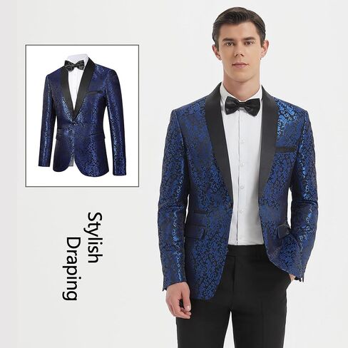 Men's Slim Fit 2 Pieces Tuxedo Shawl Lapel Suits Paisley Jacket Pants Set for Wedding Prom Dinner Party in Saudi Arabia