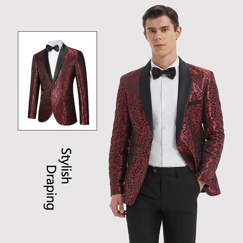 Men's Slim Fit 2 Pieces Tuxedo Shawl Lapel Suits Paisley Jacket Pants Set for Wedding Prom Dinner Party in Saudi Arabia