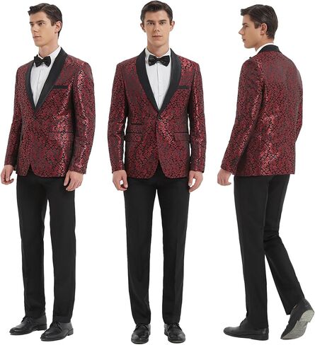 Men's Slim Fit 2 Pieces Tuxedo Shawl Lapel Suits Paisley Jacket Pants Set for Wedding Prom Dinner Party in Saudi Arabia