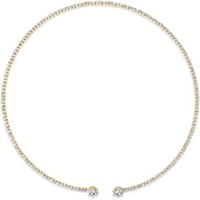 Heart Moissanite Cuff Chocker Necklace 1.6cttw D Color Lab Created Diamond Sterling Silver Platinum Plated Dainty Open Necklace for Women or Wife Birthday Jewelry Gifts