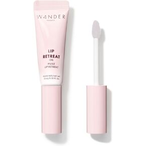 Wander Beauty Lip Retreat Oil - Oasis Glow (Shimmery Clear) - 4 in 1 Tinted Lip Oil + Moisturizing Lip Gloss With Avocado, Vitamin E & Rosehip - Hydrating Luxurious Lip Care for Dry Lips - 0.33 fl oz