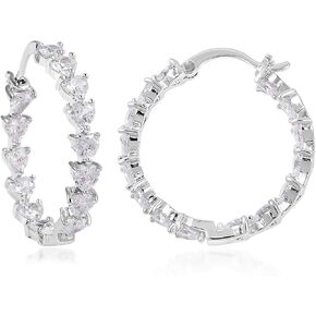 Shop LC Cubic Zirconia Heart Hoop Earrings for Women Jewelry Ct 13.25 Birthday Gifts
