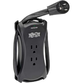 Tripp Lite 3 Outlet Portable Surge Protector Power Strip, 18in Cord, 2 USB, & $25,000 INSURANCE (TRAVELER3USB) Black