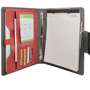3 Ring Binder Padfolio File Folder, Business and Interview Portfolio with 3-Ring Binder, Clipboard (Gray) in Kuwait