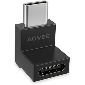 اي جي في اي اي محول USB-C ذكر الى USB-C انثى بزاوية 90 درجة (نوع سي 3.2 الجيل الثاني) محول فيديو صوتي 10G وصلة وصلة وصلة بيانات لاجهزة ماك بوك وشاشة عرض محمولة واللابتوب من 3 قطع، اسود
