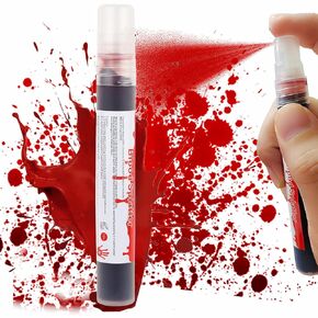 Go Ho Dripping Fake Blood Makeup (0.35 oz),Fake Blood Washable for Scar Wounds,Easy Dry Flow Fake Blood for Eyes Drips Nose Bleeds,Halloween Blood for Cosplay SFX Zombie Vampire Makeup,Dark