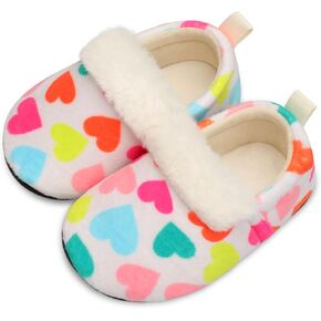 L-RUN Toddler Slippers for Girls Boys Warm House Shoes for Kids Baby Sock Shoes Non-Slip Rubber Sole Winter Home Slippers for Indoor