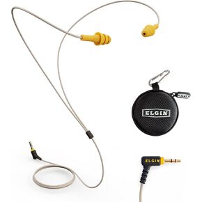 Elgin Ruckus+ Earplug Earbuds with Mic, 25 dB Noise Reduction Wired Earbuds, Safety Ear Plugs Headphones, OSHA Compliant Hearing Protection for Work Construction Industrial, Sweatproof Headphones