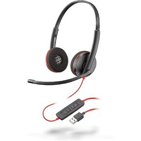 Poly Blackwire 3220 Wired Headset (Plantronics) - Noise-Canceling Mic – Stereo Design - Connect to PC/Mac via USB-C or USB-A - Works w/Teams, Zoom - Amazon Exclusive