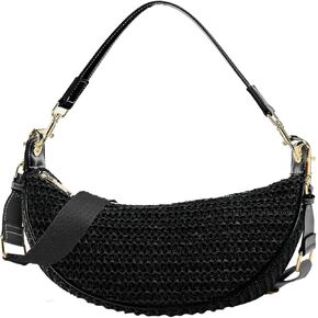 Straw Crossbody Bags for Women Beach Woven Hobo Handbag Summer Chic Crescent Shoulder Purses with Adjustable Strap 2024