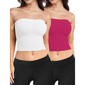 AURUZA 2-4 Pack Tube Tops for Women, Strapless Crop Tank Tops, Women Going out Backless Bandeau Tops Bra Summer Outfits 2024