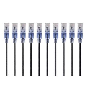 Monoprice Cat6A Ethernet Patch Cable - Snagless RJ45, 550Mhz, 10G, UTP, Pure Bare Copper Wire, 30AWG, 10-Pack, 3 Feet, Black - SlimRun Series