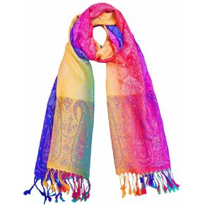 Wander Agio Womens Pashmina Shawl Party Jacquard Wraps Evening Dress Silk Like Wrap Long Silky Satin Face Scarf Colourful in Saudi Arabia