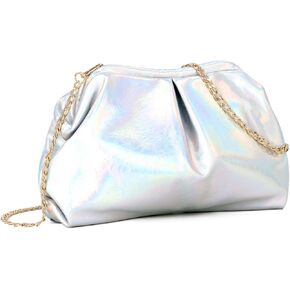 Dumpling Clutch Purse for Women Ruched Purse Bag Chic Soft Pleated Evening Handbag for Formal Wedding Party