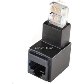 كابلز اونلاين محول زاوية قائمة كات 5 اي/كات 6 ار جيه 45 ايثرنت ذكر/انثى RJ45/ 8P8C انثى الى RJ45/ 8P8C ذكر، U-R45W