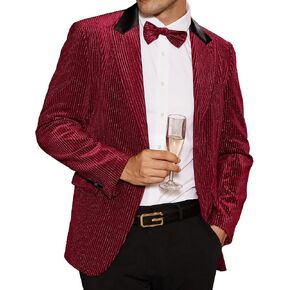 GRACE KARIN Mens Velvet Blazer One Button Sport Coat Tuxedo Jacket for Party Prom Wedding Dinner