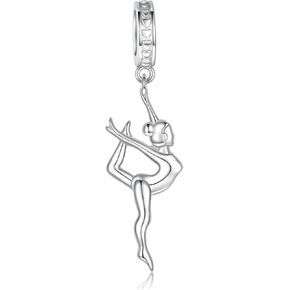 Gymnastics Charms for Necklace Bracelet 925 Sterling Silver Gymnast Bead Jewelry Gifts for Teens Girls Women Daughter