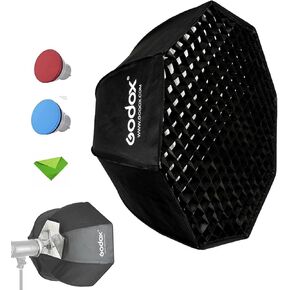 Godox SB-UE 37"/95cm Umbrella Octagon Softbox Light Diffuser Reflector with Honeycomb Grid for Speedlight Flash (Bowens Mount) w/Color Cloth
