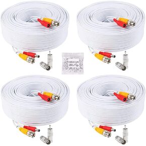 ANLINK 4 Pack 100ft/30M All-in-One Video Power Cables, BNC Extension Surveillance Camera Wires for CCTV Camera DVR Systems (8pcs BNC Connectors, 100pcs Cable Clips Included)