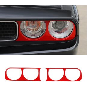 Front Headlight Lamp Cover Trim Compatible with Dodge Challenger 2009-2014 Accessories, Carbon Fiber