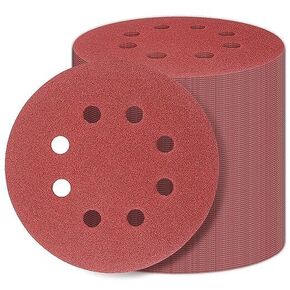100 PCS 5 Inch Sanding Disc 40 Grit, 8 Hole Sandpaper Hook and Loop Sanding Pads Round Orbital Sandpaper for Random Orbital Sander