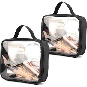 DARIN TSA Approved Clear Toiletry Bag Tansparent Travel Makeup Bag Zipper Cosmetic Pouch, Airline 3-1-1 Rule Carry-On Flight Liquid Bag For Women and Men (Black-2 L)…