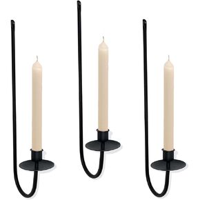 Wall Candle Holder, 4 Packs Modern Candle Sconces Wall Mount Metal Holders Hanging Candle Pillar Holder for Living Room, Wedding, Farmhouse, Fireplace, Matte Black