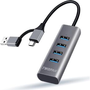 TWOPAN USB 3.0 Hub Ethernet, Aluminum USB C to Ethernet Adapter, 3 Port USB C Hub for Laptop, RJ45 LAN Adapter for 24 inch iMac 2021, New MacBook Pro/Air, Chromebook, Pixelbook, Surface, Yoga, XPS