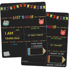 Hying First Day of School Board Last Day of School Reversible Chalkboard Back to School Board Sign Reusable School Photo Prop for Kindergarten Preschool Celebration Supplies