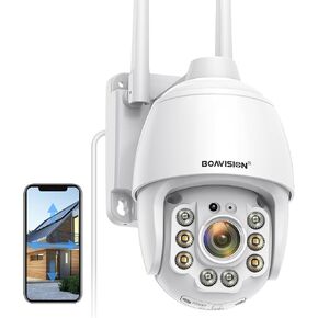 BOAVISION Security Cameras Wireless Outdoor,Home Security Surveillance Camera System,360° View WiFi Pan Tilt,Floodlight Color Night Vision,Motion Detection Tracking,2 Way Talk,SD Card Storage