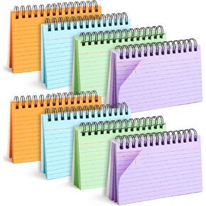Koogel 400 Pages, 3 x 5 Inch White Learning Card Note Cards 8 Pack of White Paper Ring Bulk Index Cards for Home School Office