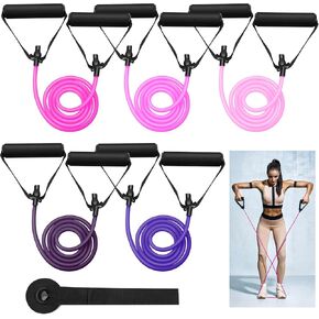 5 Pcs Exercise Resistance Bands with Handles Workout Bands Physical Resistance Tube Bands with Door Anchor for Men Women Muscle Toning Strength Training