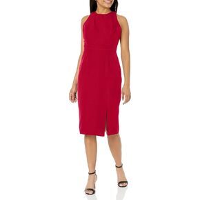 Dress the Population Women's Emme High Neck Tie Back Body Con Midi Dress