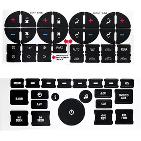 4 PCS AC Dash Button Repair Kit, Decal Replacement for Fixing Ruined Faded A/C Controls, AC & Radio Dash Buttons Decal Replacement Stickers, Universal Car Accessories