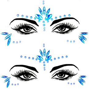 Mermaid Face Gems Stick Jewels Halloween Body Eye Face Jewels Gems Rave Festival Tattoo Euphoria Self Adhesive Crystals Rhinestones Diamonds Tattoos Sticker Party Carnival Festival Decorations (Blue)