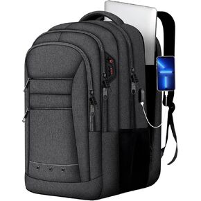 LCKPENG Extra Large Backpack, Business Travel Laptop Backpack for Men, Extra Large Lightweight TSA Approved Carry On Backpack, Computer Backpack for 17.3 Inch Laptop with USB Port, Black