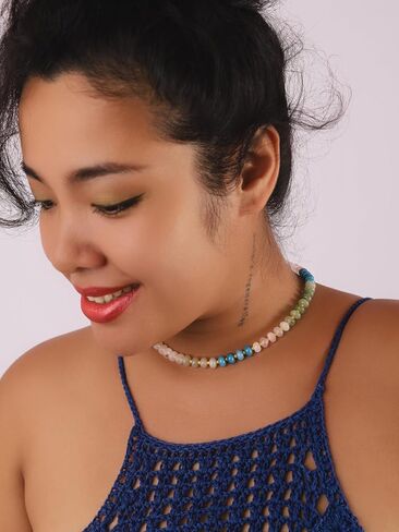 Sacina Trendy Boho Colorful Beaded Choker Necklace, Crystal Necklace, Hippie Necklace, Summer Necklace, Beach Necklace, Y2k Necklace, Christmas Jewelry Gift for Women in Saudi Arabia