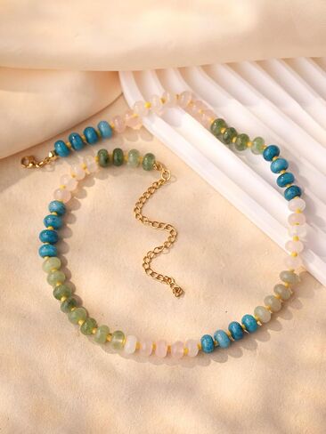 Sacina Trendy Boho Colorful Beaded Choker Necklace, Crystal Necklace, Hippie Necklace, Summer Necklace, Beach Necklace, Y2k Necklace, Christmas Jewelry Gift for Women in Saudi Arabia