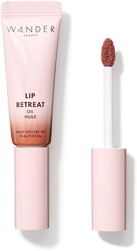 Wander Beauty Lip Retreat Oil - Oasis Glow (Shimmery Clear) - 4 in 1 Tinted Lip Oil + Moisturizing Lip Gloss With Avocado, Vitamin E & Rosehip - Hydrating Luxurious Lip Care for Dry Lips - 0.33 fl oz in Kuwait