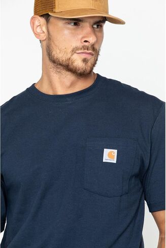 تي شيرت Carhartt رجالي كبير وطويل فضفاض ثقيل الوزن بأكمام قصيرة وجيب، Lakeshore in Kuwait