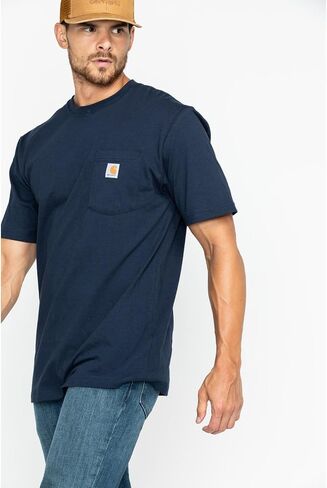 تي شيرت Carhartt رجالي كبير وطويل فضفاض ثقيل الوزن بأكمام قصيرة وجيب، Lakeshore in Kuwait