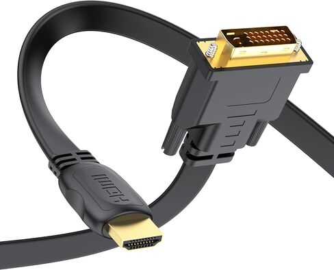 كابل DVI إلى HDMI بطول 10 أقدام، سلك محول فيديو HDMI ثنائي الاتجاه إلى DVI-D، كابل محول HDMI DVI ذكر إلى ذكر تصميم مسطح مطلي بالذهب، متوافق مع الكمبيوتر والألعاب وRaspberry Pi وRoku وPS4... in Kuwait