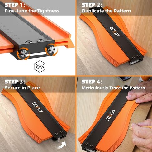 مقياس محيطي (10 بوصة) قفل قابل للتعديل، أدوات وتحسين المنزل، أدوات النجارة، أداة قياس، هدايا عيد الميلاد للرجال ملف تعريف قابل للتعديل للنسخ الدقيق للأشكال غير المنتظمة (أسود) in Kuwait