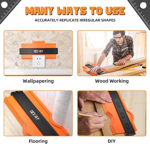 مقياس محيطي (10 بوصة) قفل قابل للتعديل، أدوات وتحسين المنزل، أدوات النجارة، أداة قياس، هدايا عيد الميلاد للرجال ملف تعريف قابل للتعديل للنسخ الدقيق للأشكال غير المنتظمة (أسود) in Kuwait