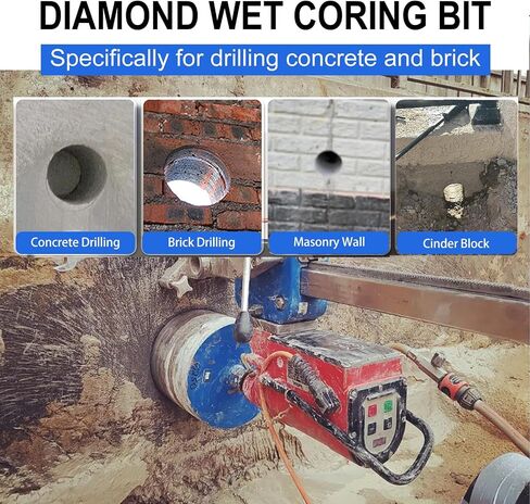 SALI Diamond Core Drill Bits 2" Diameter 10"/254mm Drilling Depth 5/8-11" Thread Core Bit Turbo Laser-Welded Segments for Cured Concrete with, Brick, Block, Masonry, with Two Adapters in Kuwait