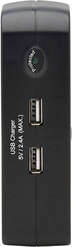 Tripp Lite 3 Outlet Portable Surge Protector Power Strip, 18in Cord, 2 USB, & $25,000 INSURANCE (TRAVELER3USB) Black in Kuwait