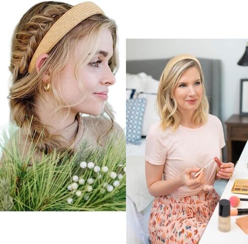 Springtime Set of 4 Fashion Solid Headbands for Women Girls 1.2inch Wide Braided Headband Fabric Hairbands with Tooth Non Slip Hairhoop Accesorries in Kuwait